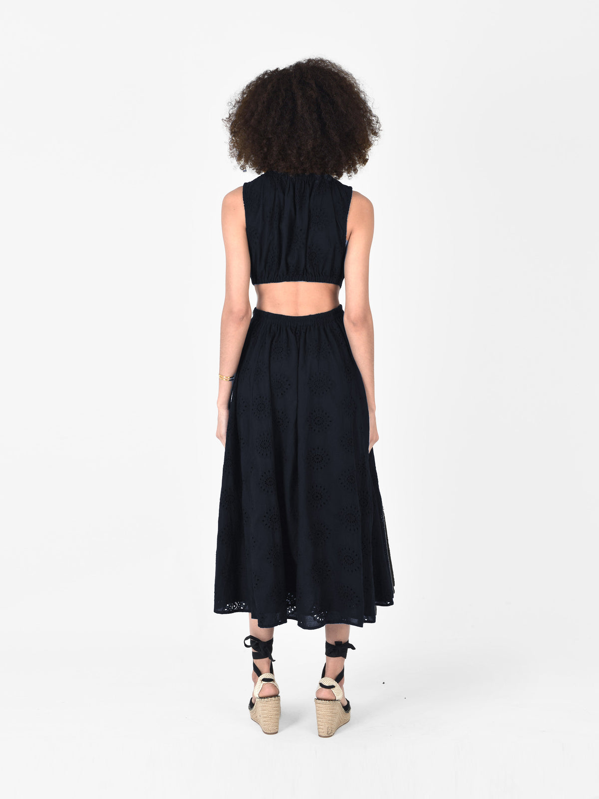 Cotton Cut Out Broderie Midi Dress