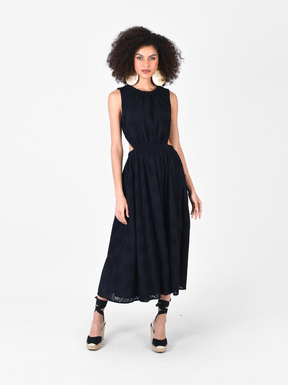 Cotton Cut Out Broderie Midi Dress – Ro&Zo