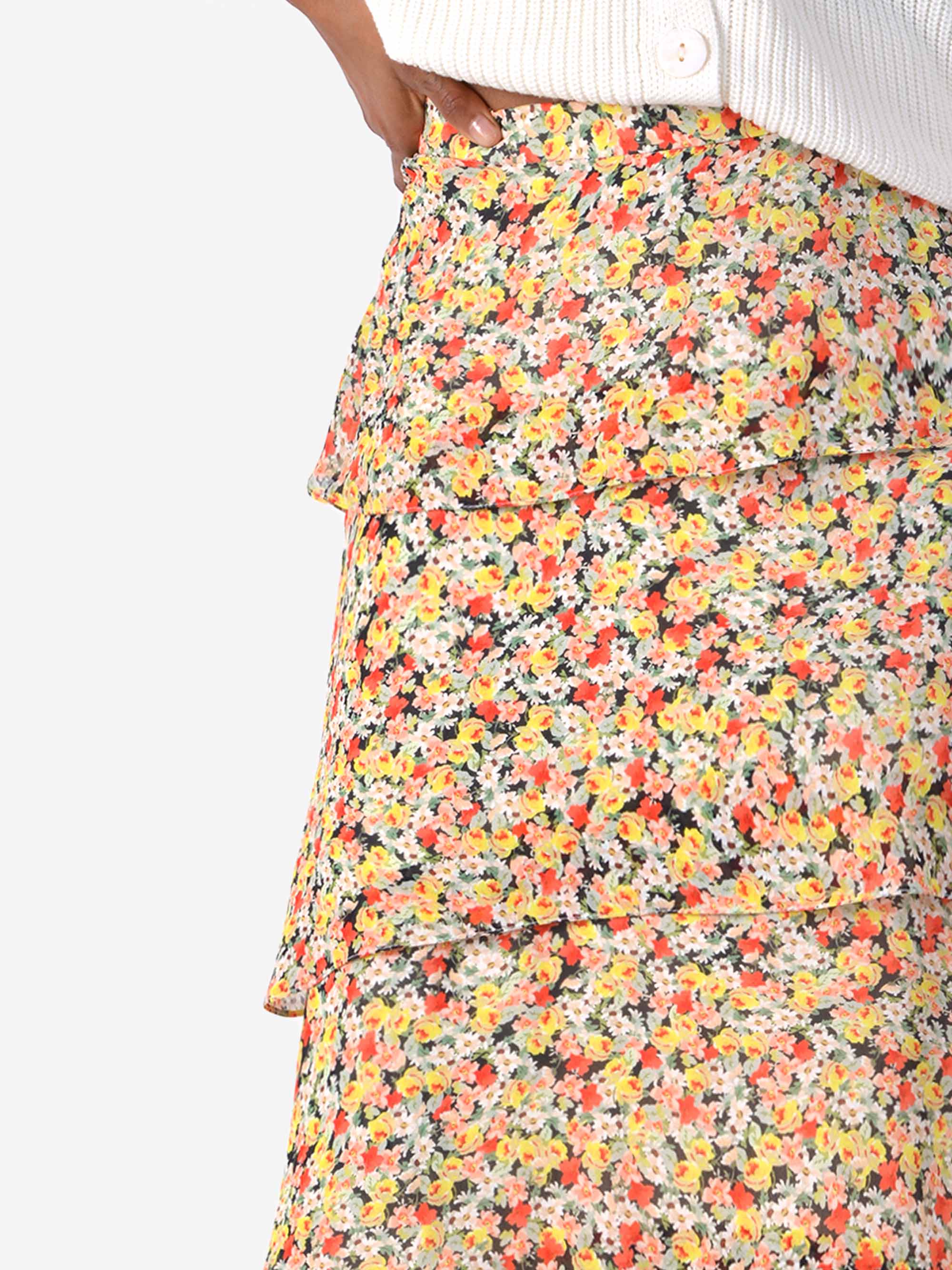 Daisy floral satin 2024 bias midi skirt topshop