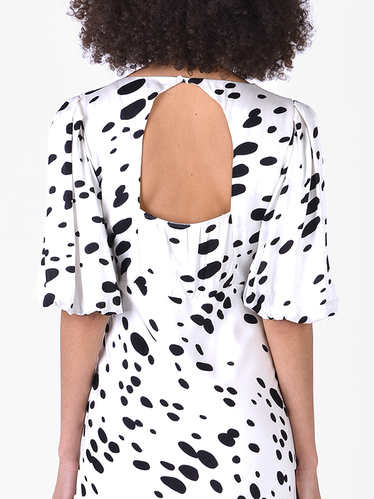 Evora Dalmatian Print Bias Midi Dress