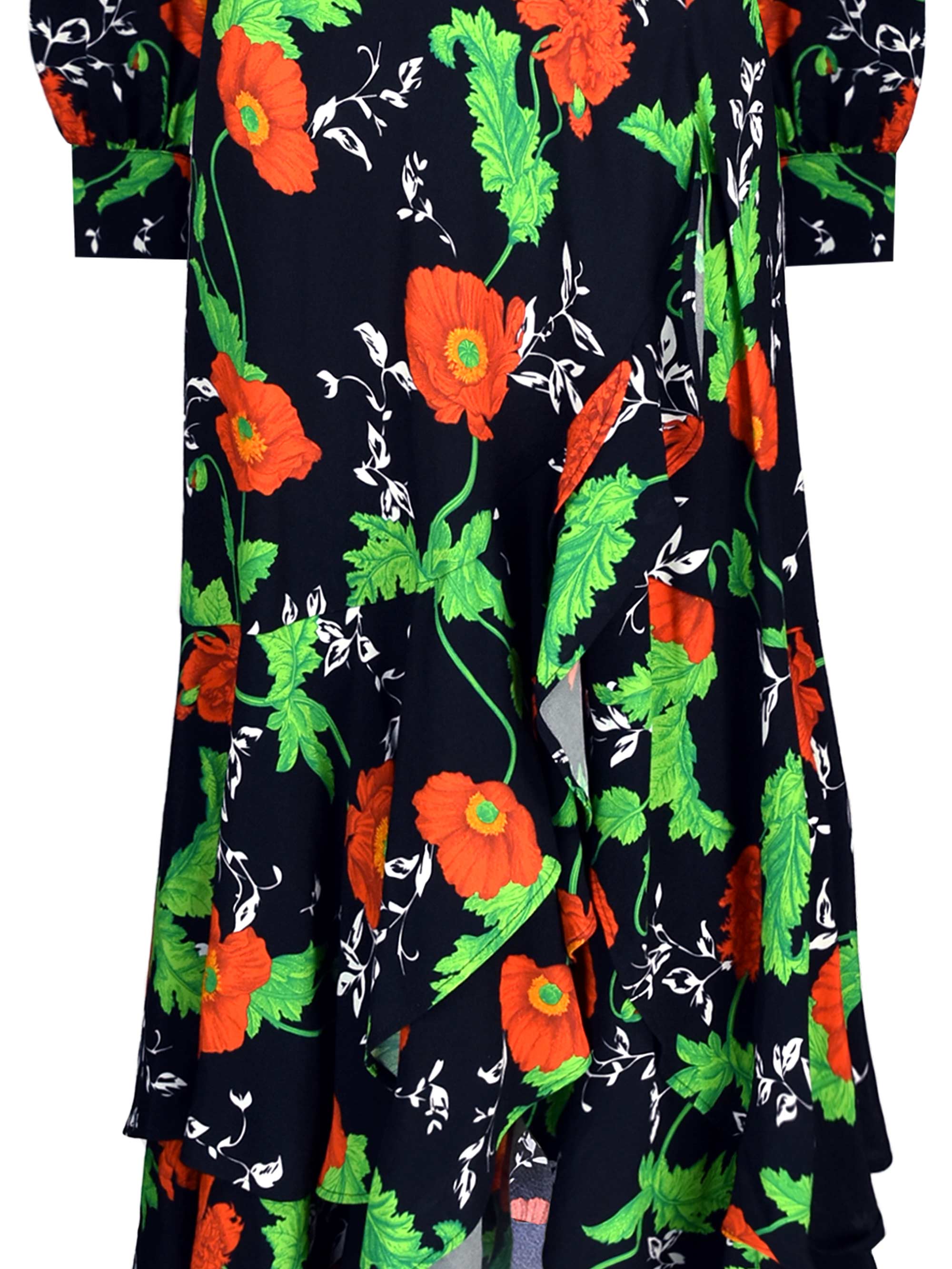 Floral georgette best sale ruffled wrap dress