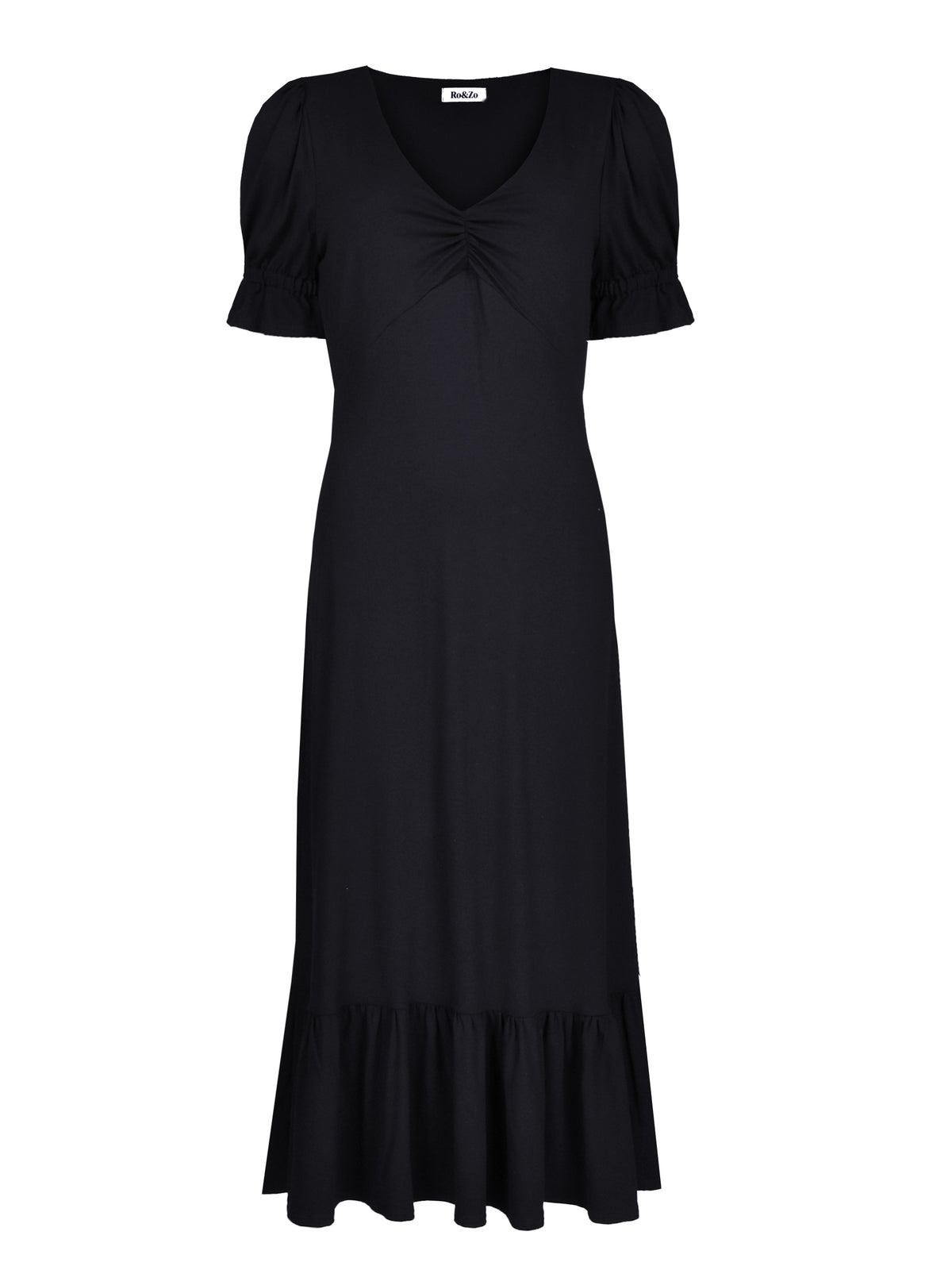Black Ruched Jersey Dress