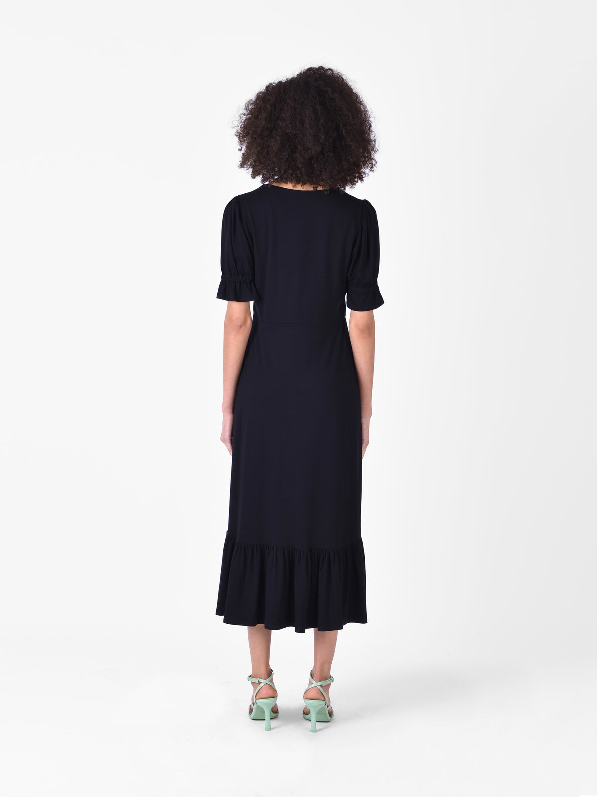Black Ruched Jersey Dress