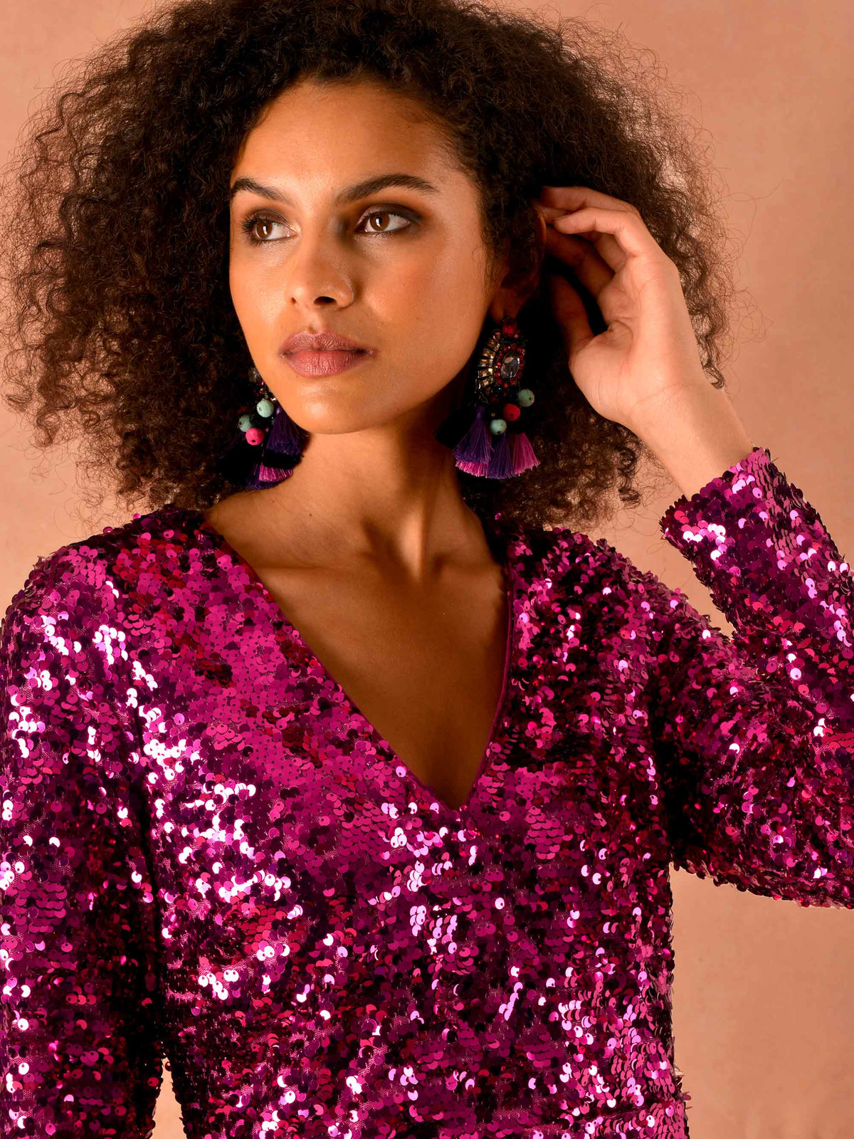 Pink Sequin Shift Dress