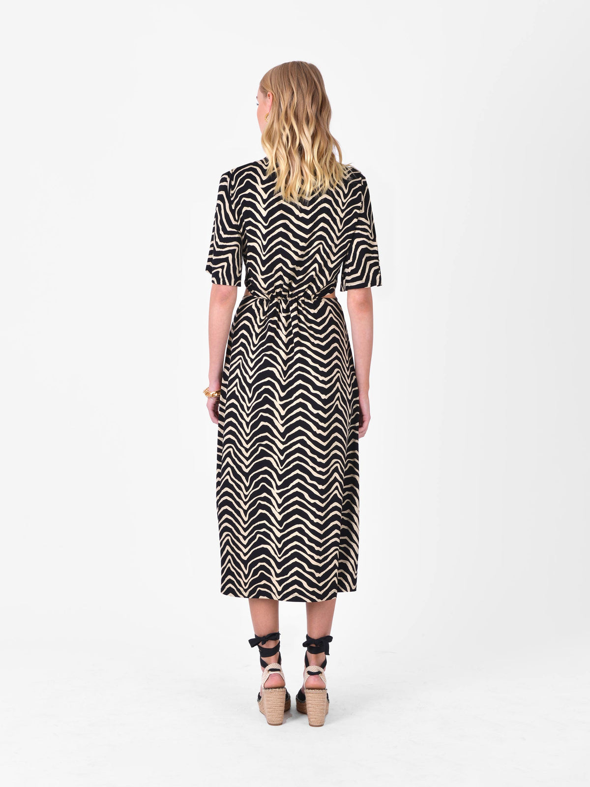 Zebra Print Cut Out Jersey Dress