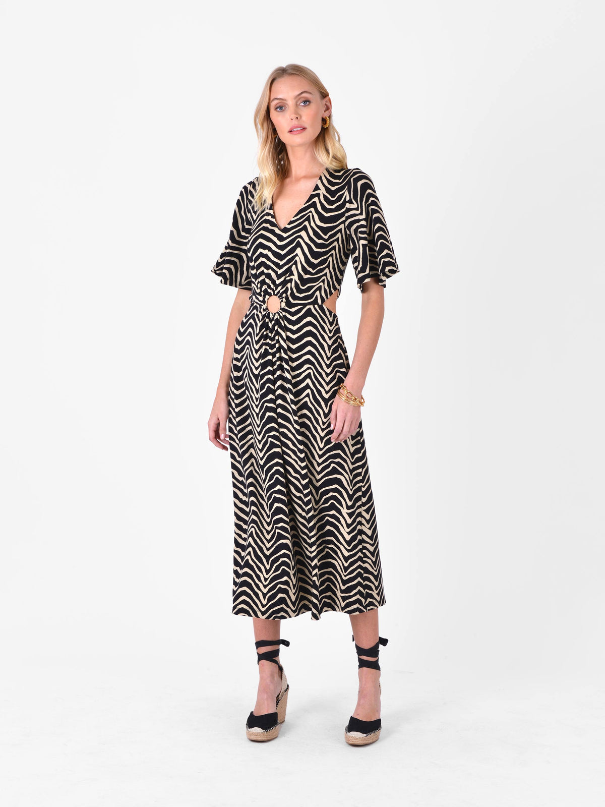 Zebra Print Cut Out Jersey Dress