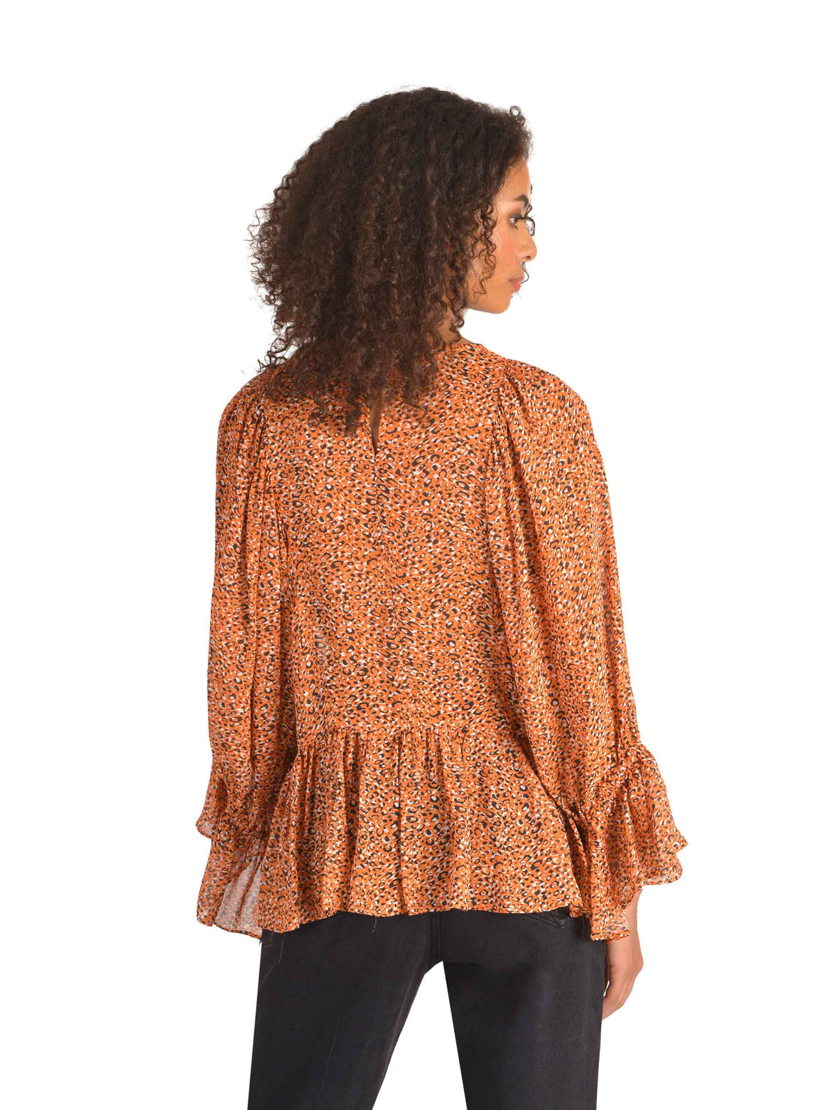 Dotty Print Blouson Sleeve Top