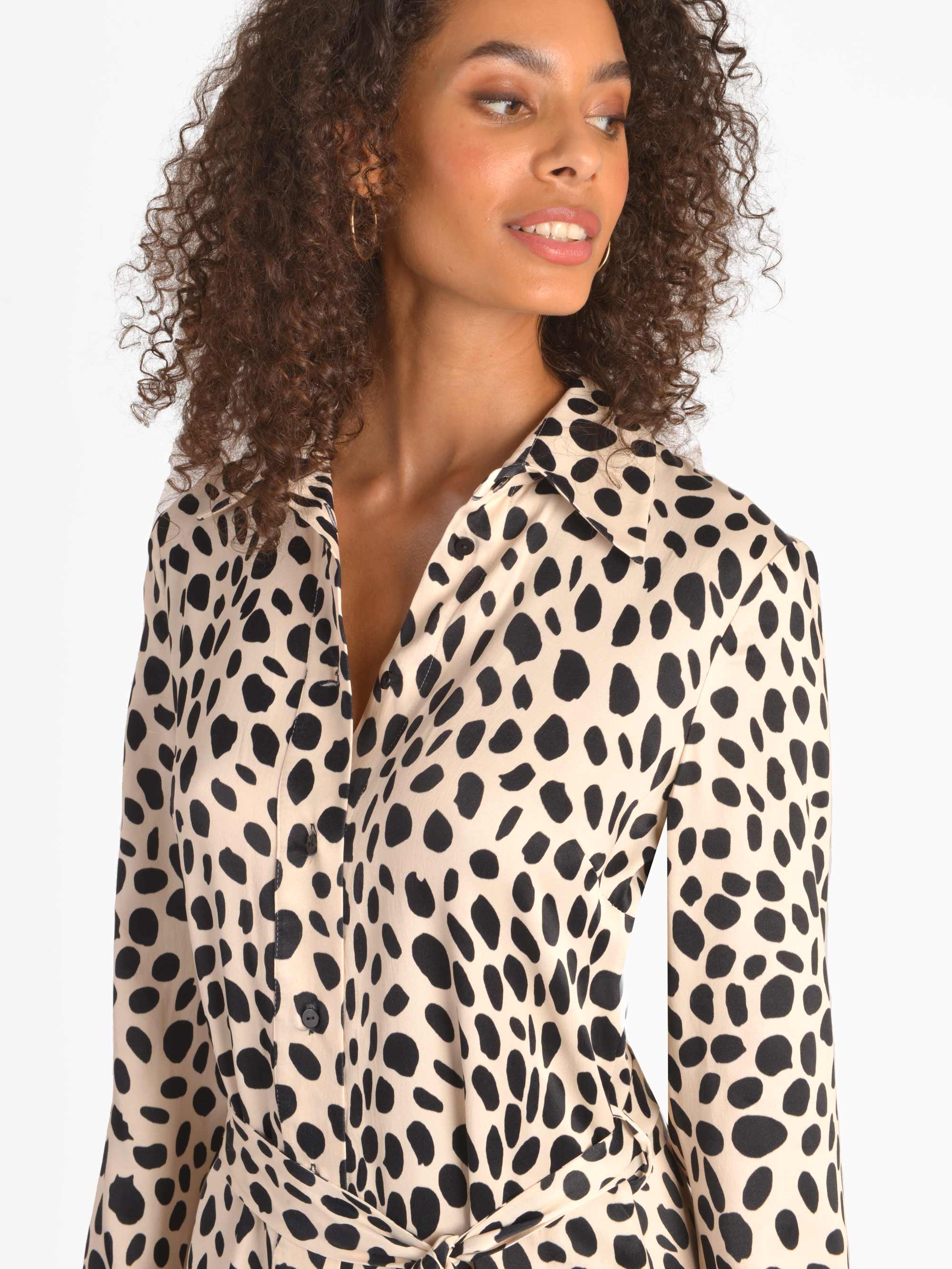 Leopard print on sale satin shirt dress