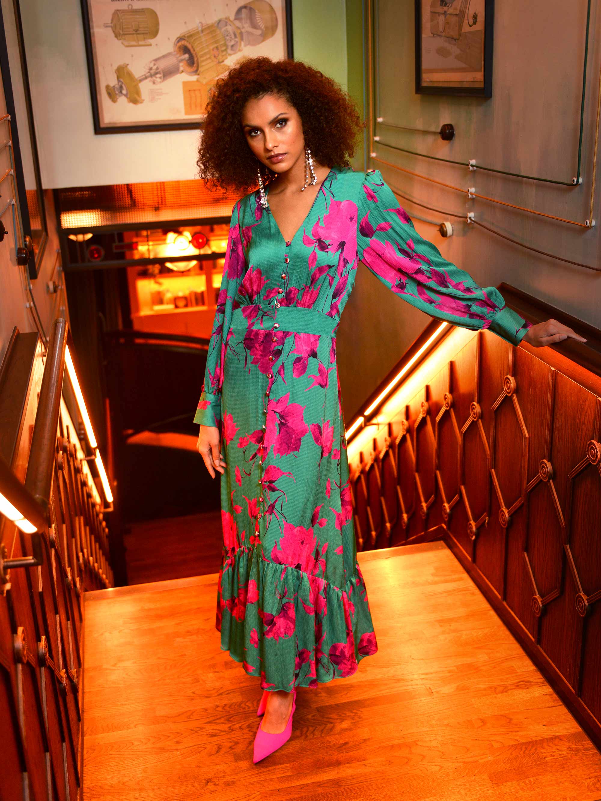 Pink and green sales floral dress