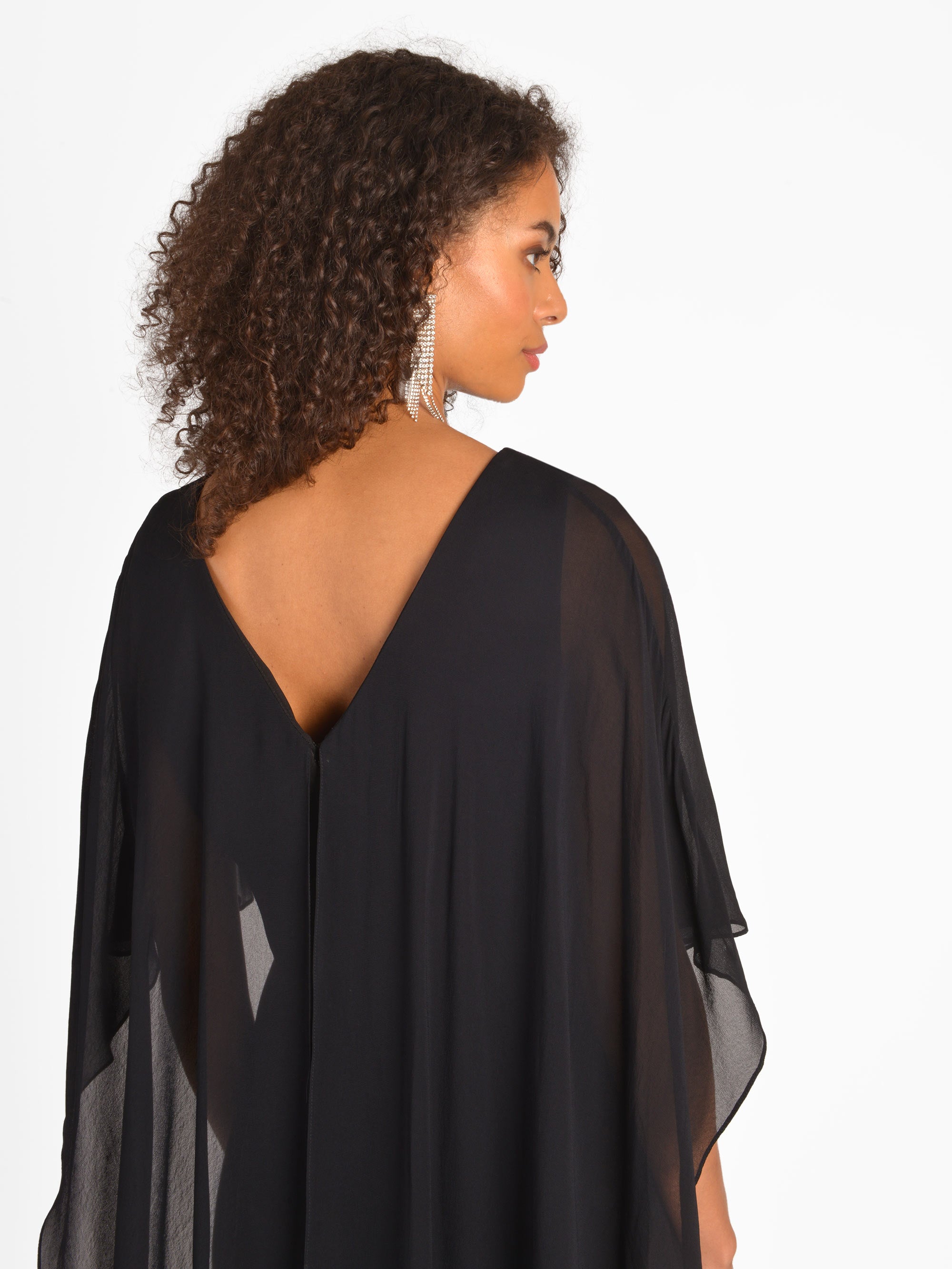 Chiffon Cape Overlayer Short Dress Ro Zo