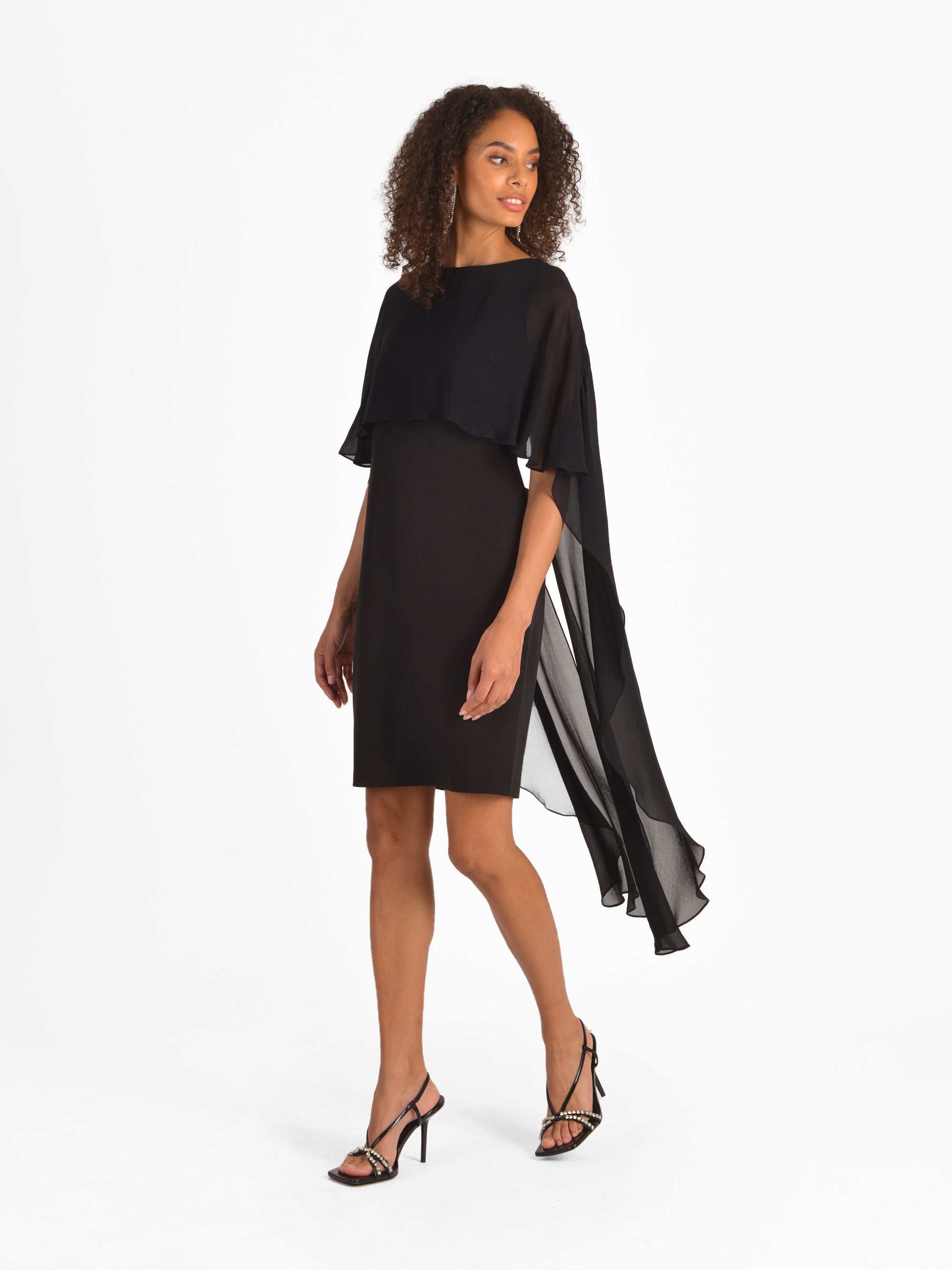 Chiffon cape best sale overlay dress