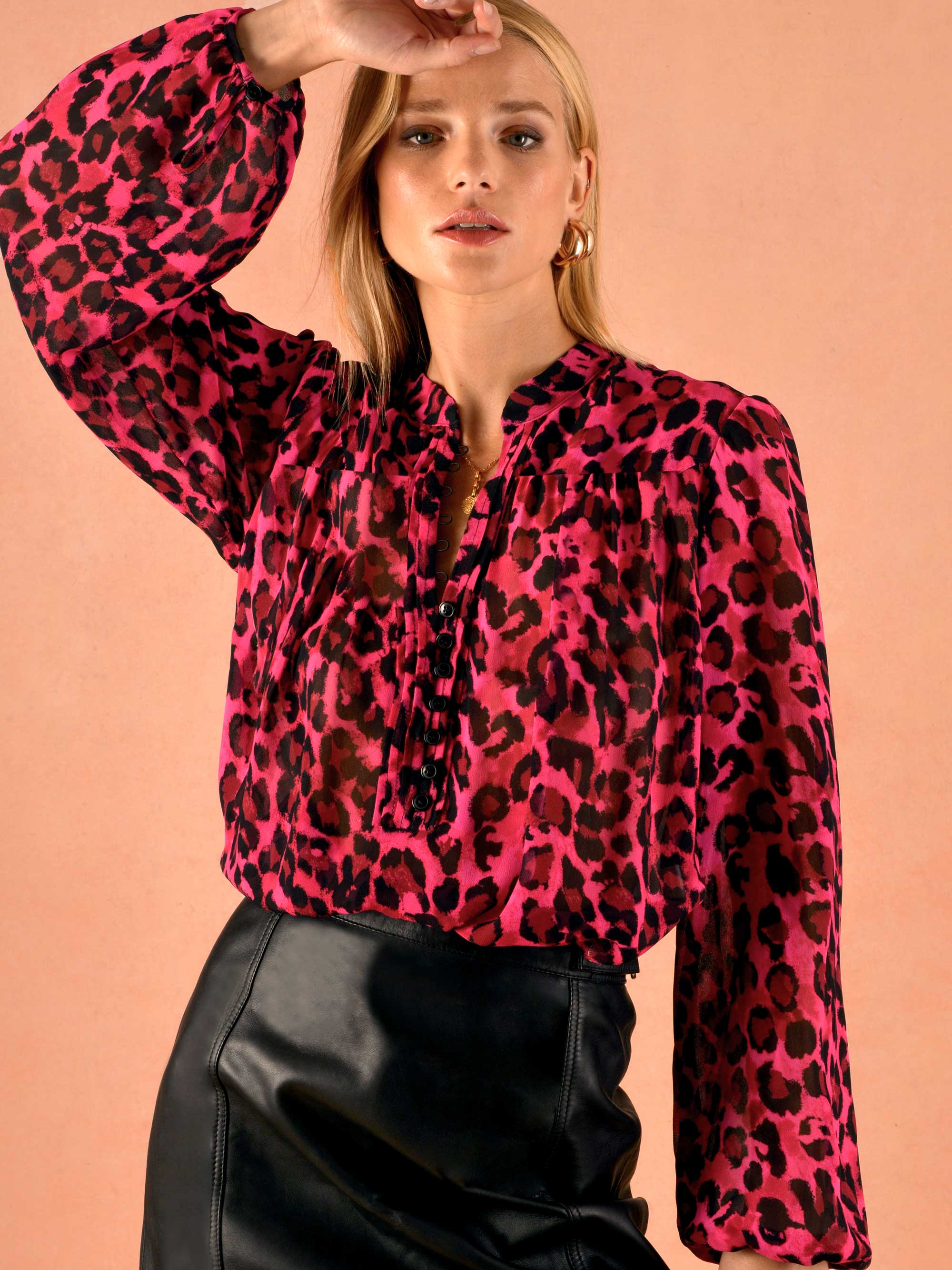 Animal print best sale blouse red