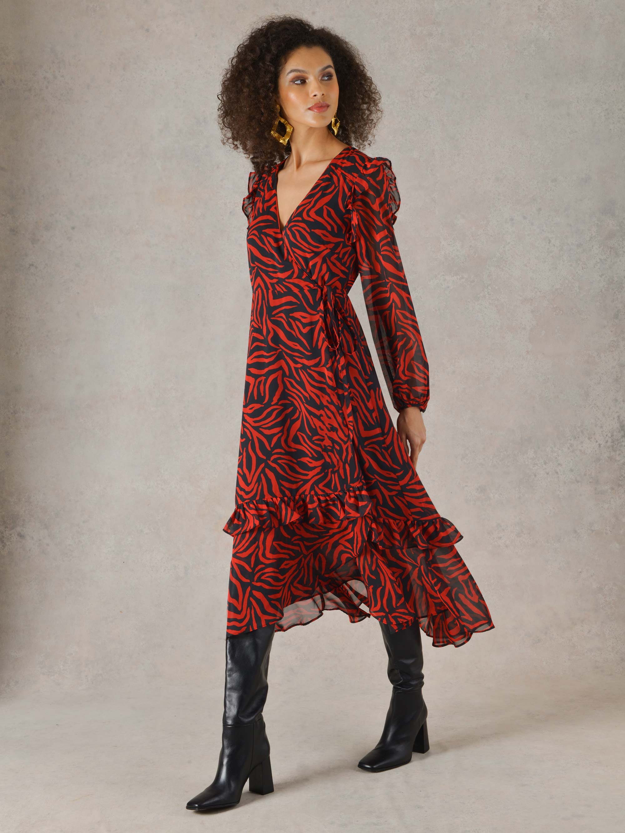 Rixo red sales tiger print dress