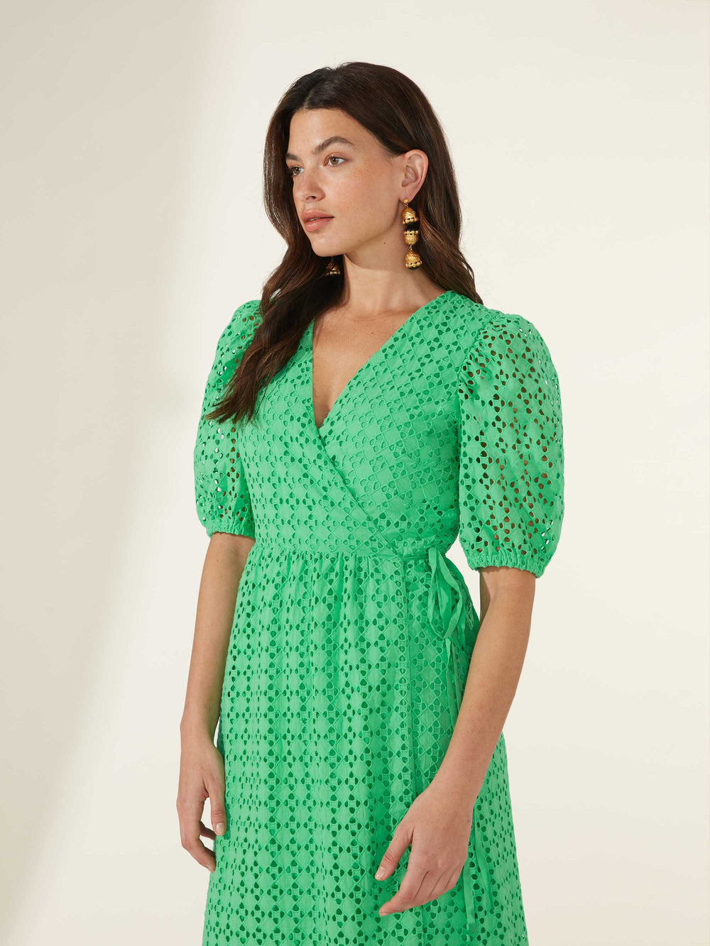 broderie anglaise wrap dress