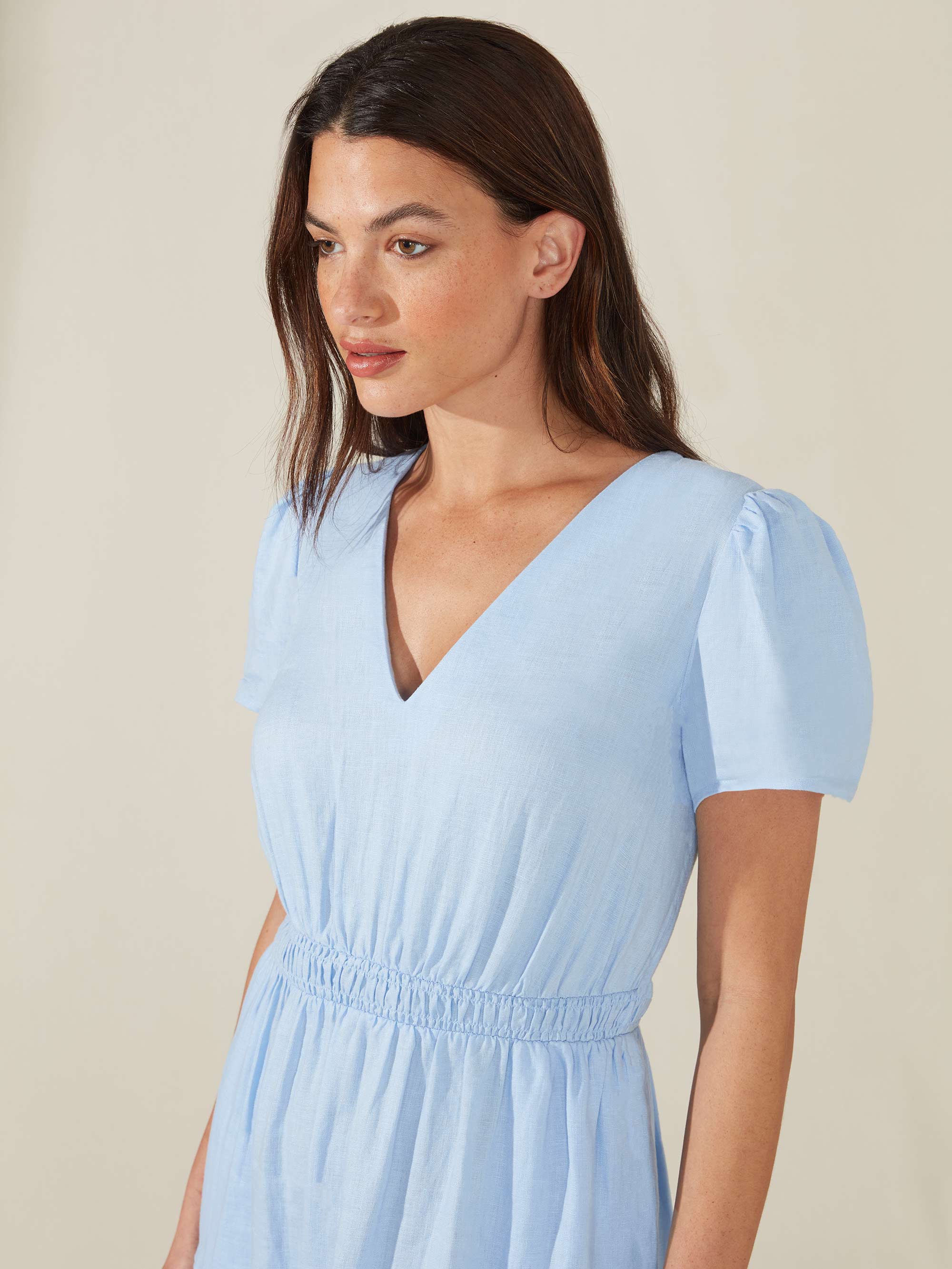 Light blue wrap outlet dress