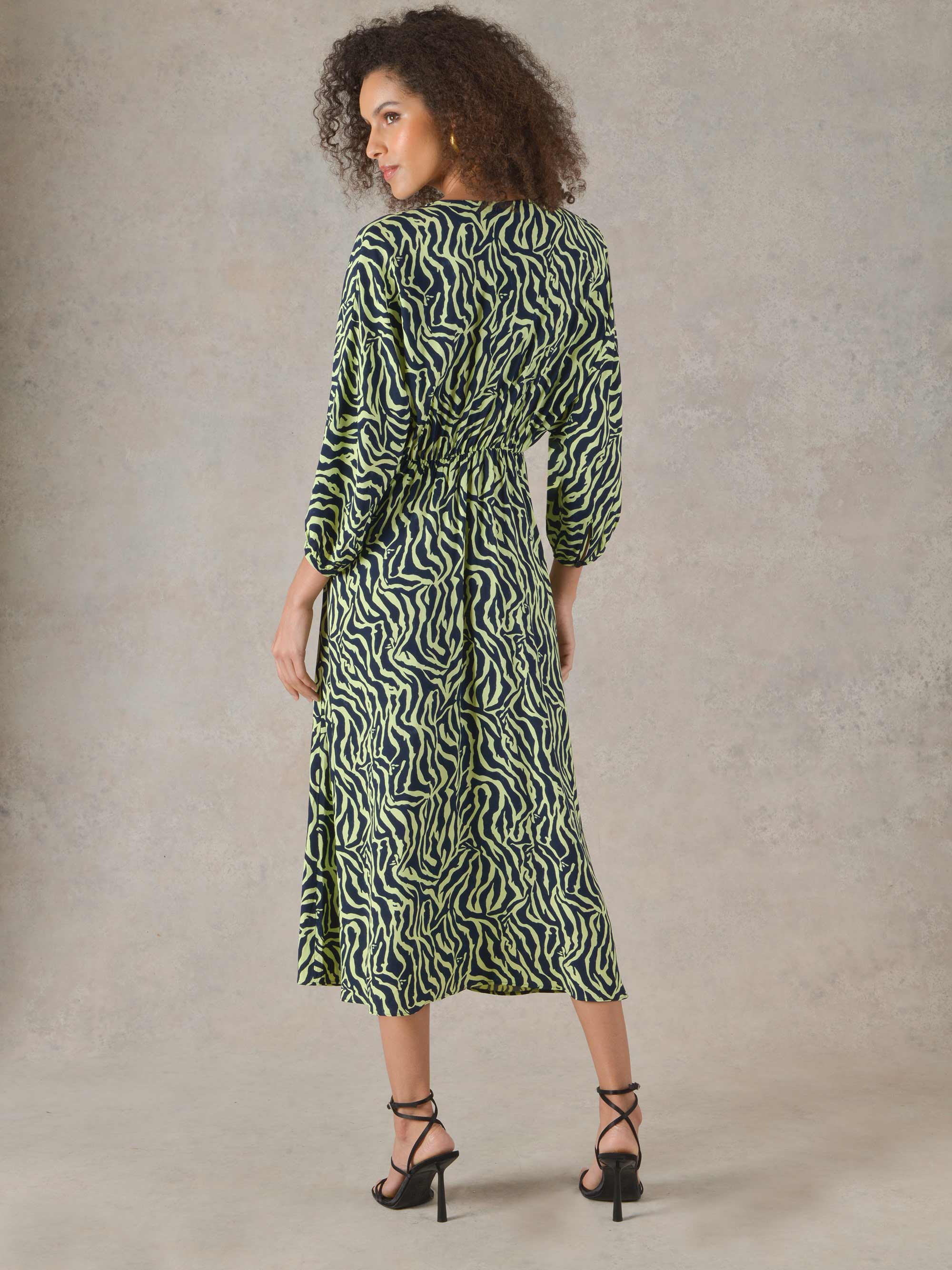 Green zebra clearance dress