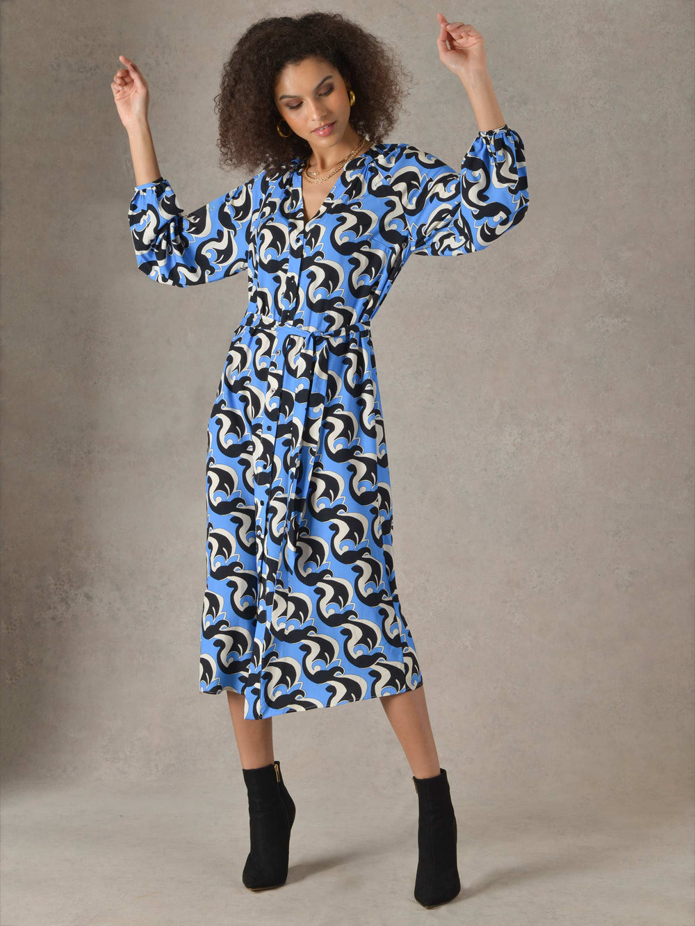 Isabella Blue Zebra Bias Midi Dress – Ro&Zo