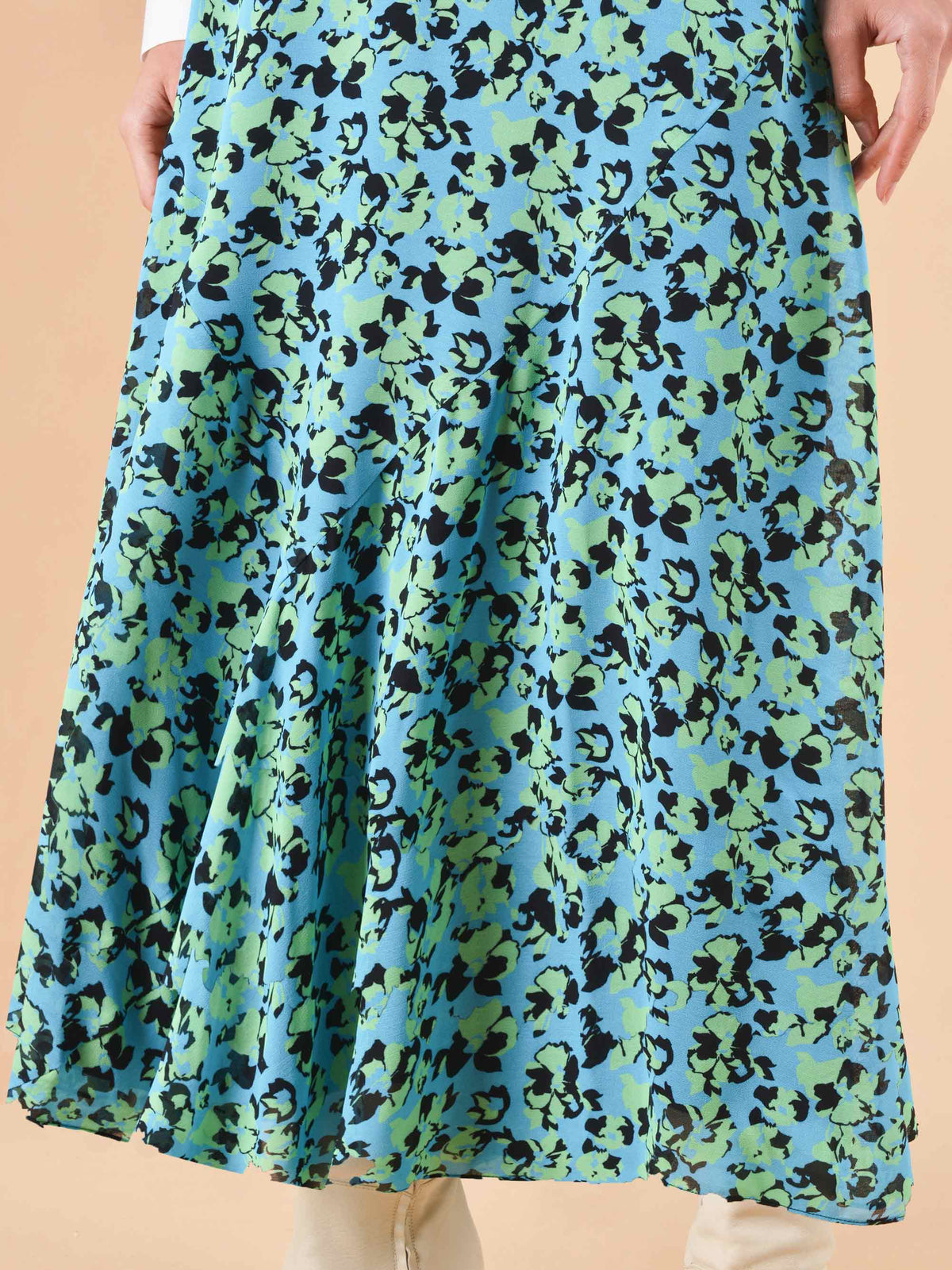 Blue Animal Midi Skirt