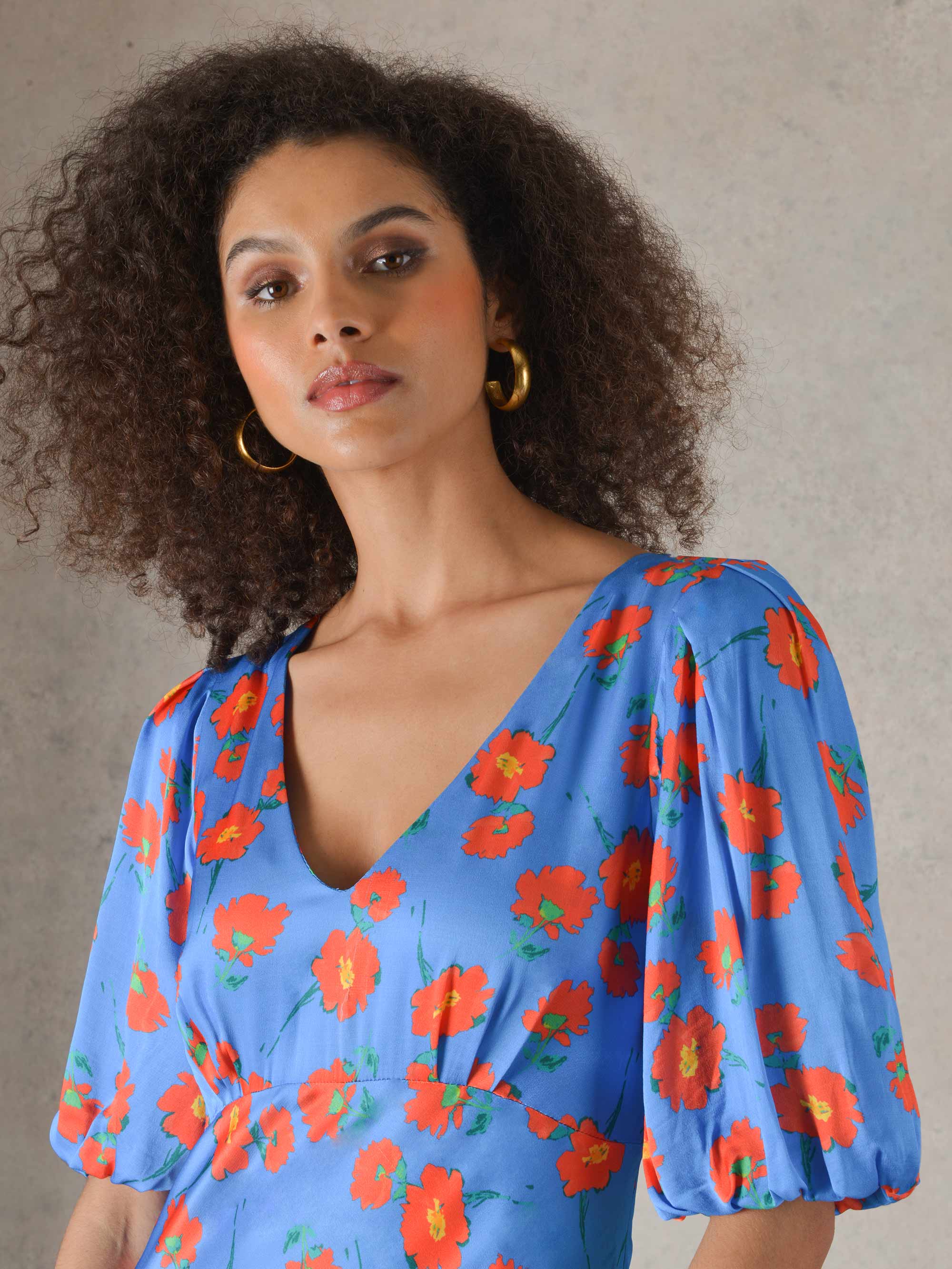 Evora Poppy Print Midi Dress – Ro&Zo