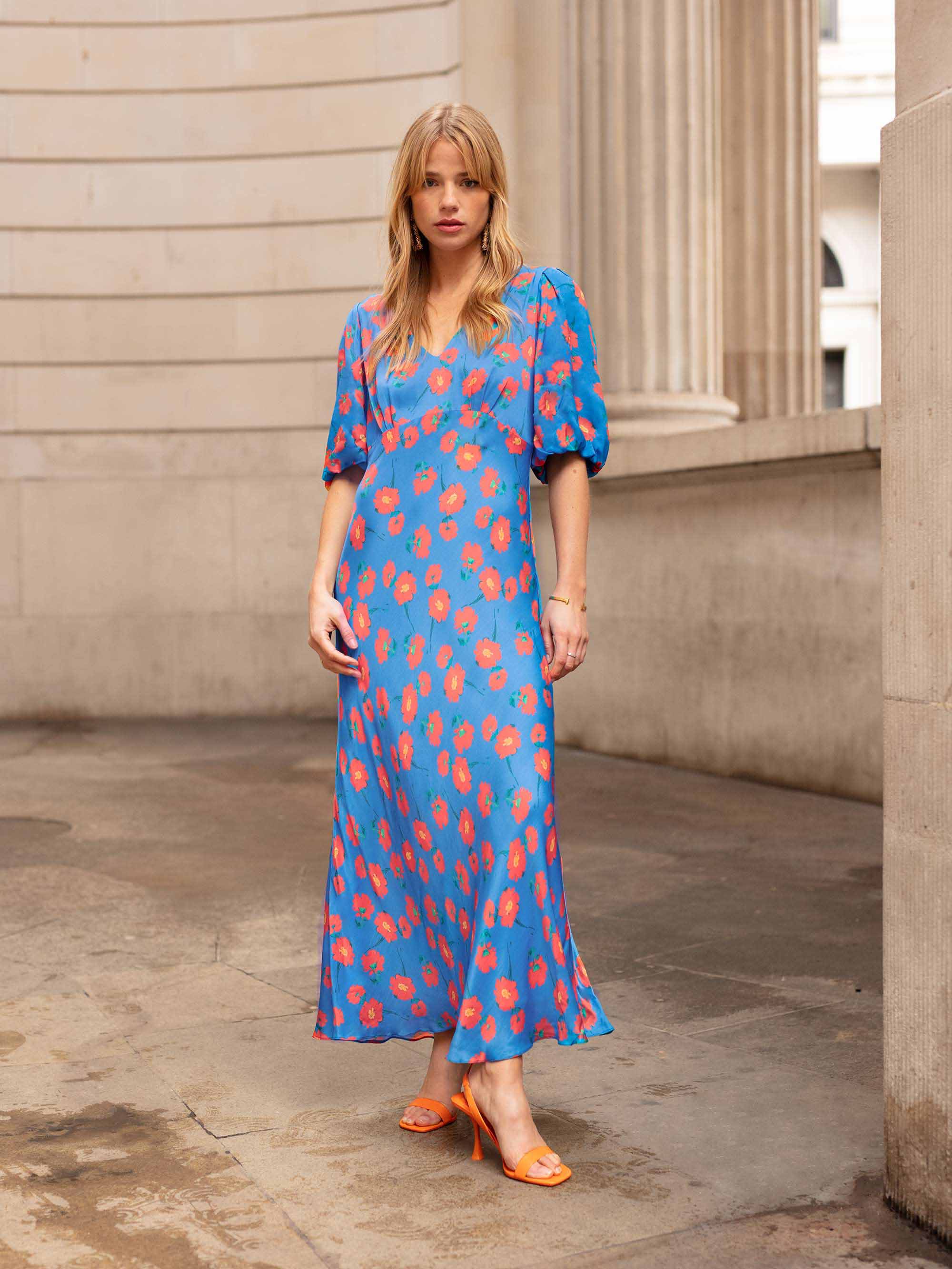 Evora Poppy Print Midi Dress – Ro&Zo