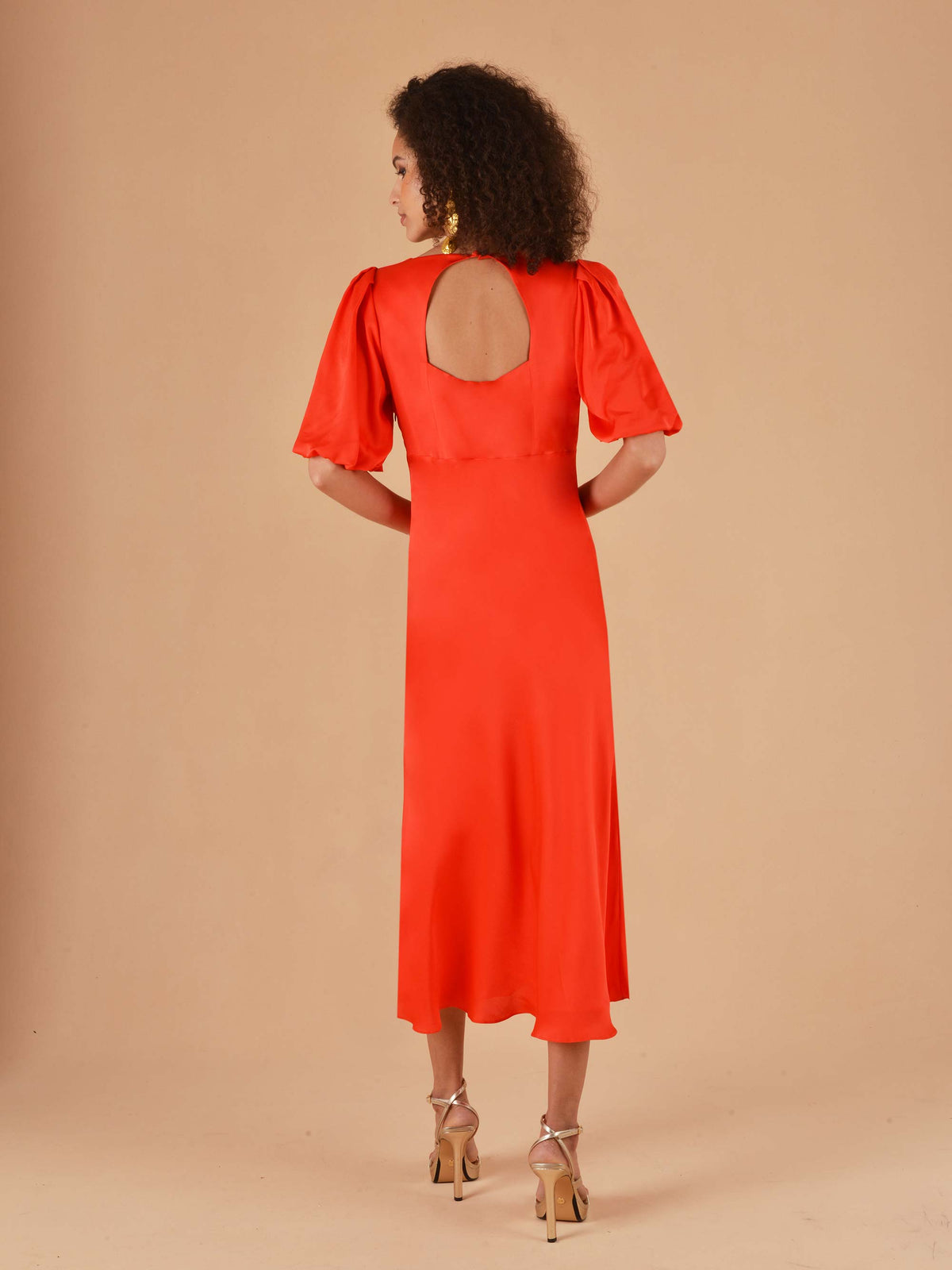 Petite Evora Red Bias Midi dress