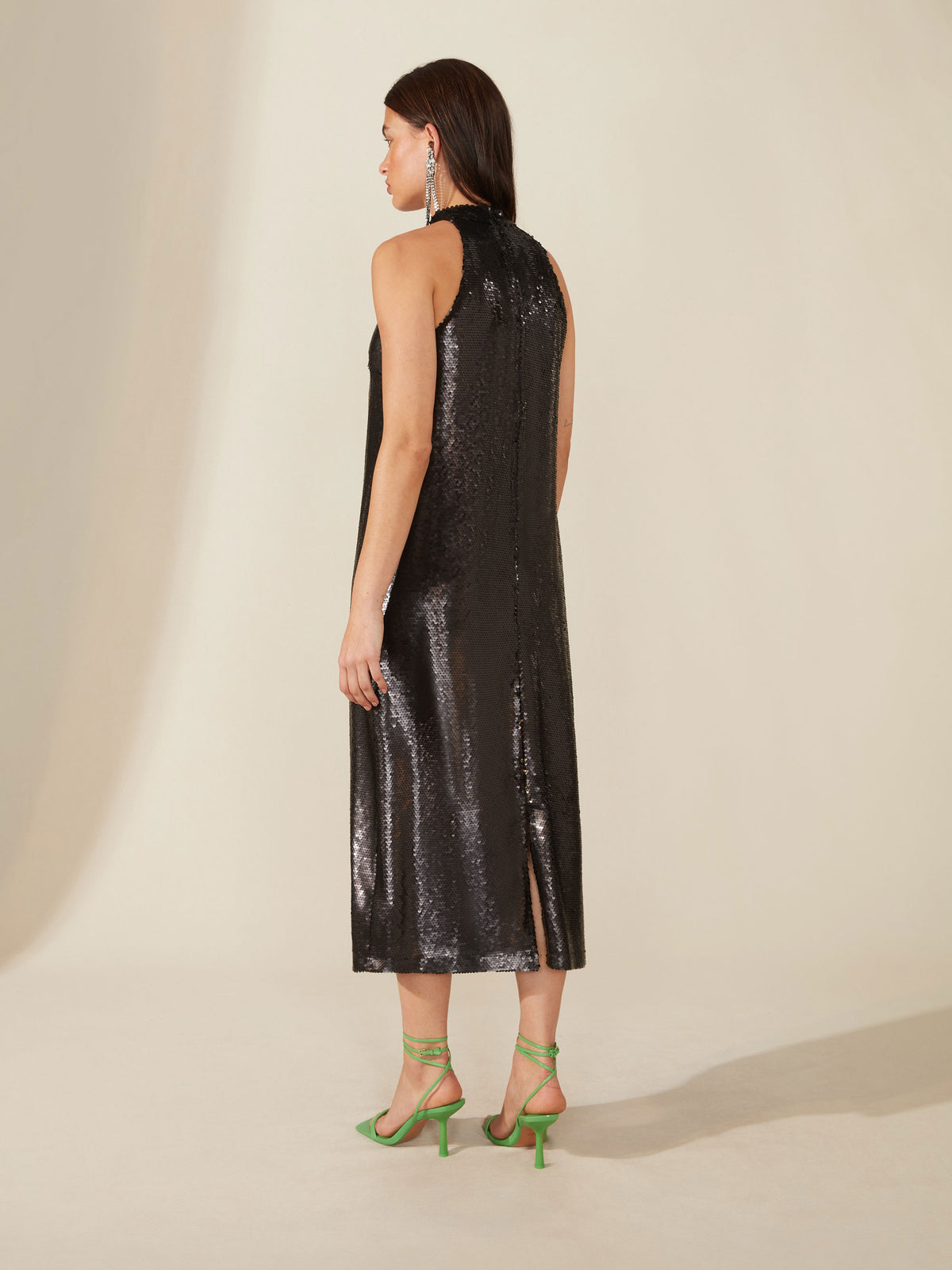 Sequin Halter Midi Dress