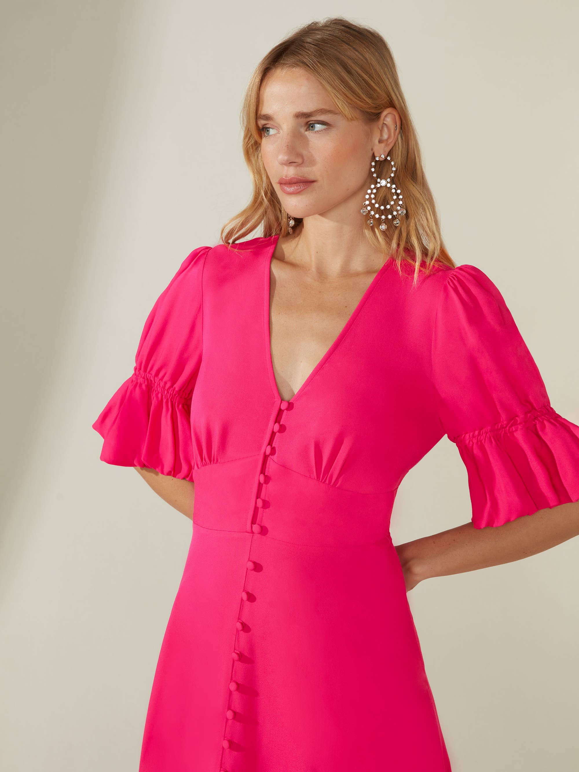 Pink button sale dress