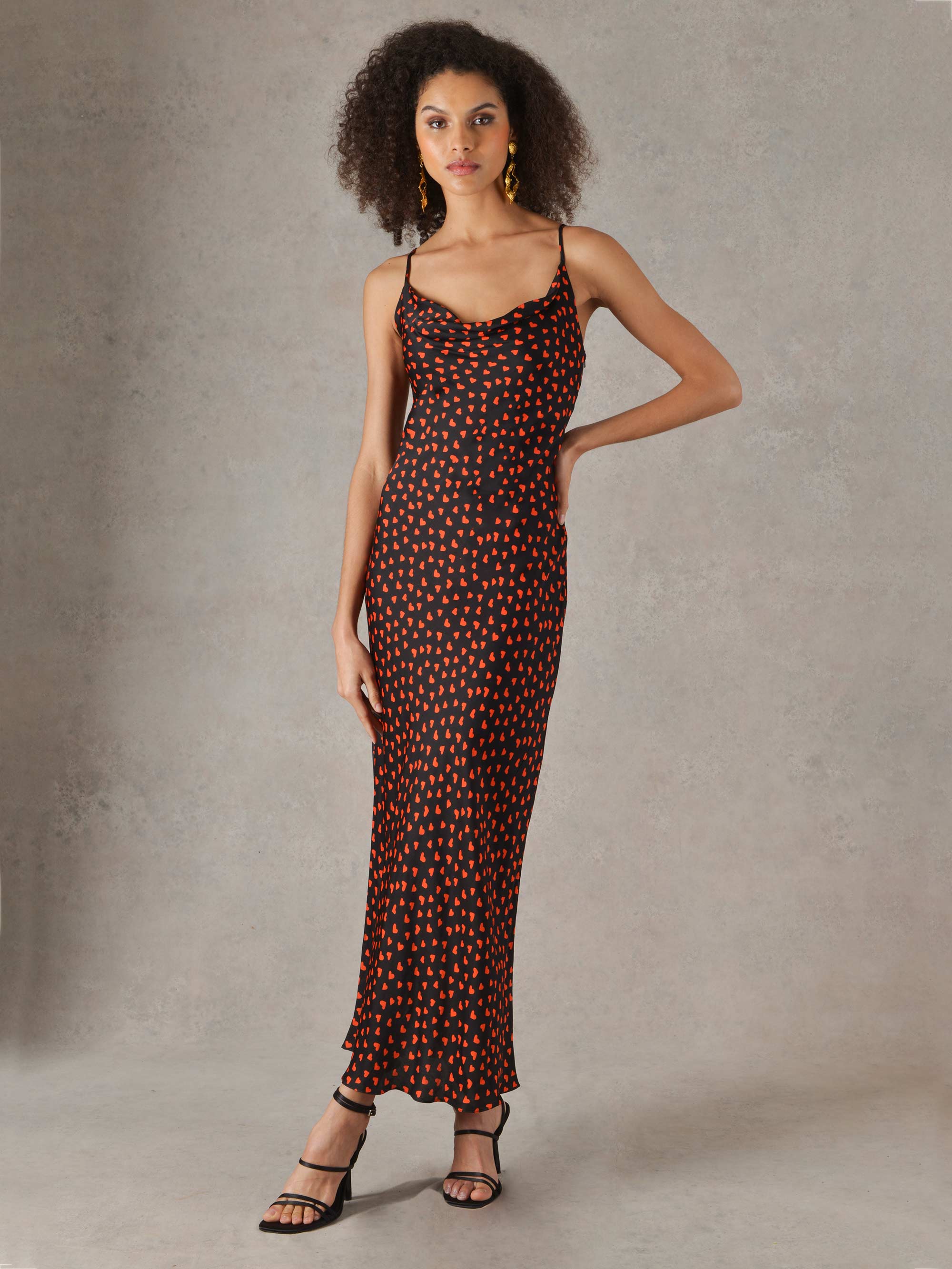 Heart Print Cami Midi Dress – Ro&Zo